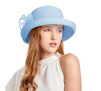 SRTUMEY Dégagement Lady Church Derby Robe Cloche Chapeau Fleur Robe de Mariage Chapeau Chapeau de Soleil Chapeau Mode pour Femme, 2_Bleu clair, Taille unique