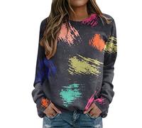 SRTUMEY Femmes DéContracté Cravate Teinture DéGradé Couleur Correspondant Impression Sweat Haut à Manches Longues Sweat DéContracté Pull Haut Sweat Capuche (Black, XL)