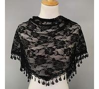 SRTUMEY Foulard pour femme, châle creux pour femme, pompon floral, écharpes en dentelle pour femme, écharpe pour elle, cadeaux, Noir , taille unique