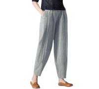 SRTUMEY Linen Trousers for Women UK Cotton Traders Womens Loose Large Solid Color Slimming Nine Point Pants Wide Trousers Women's Fashion Casual Trousers Comfy Pants