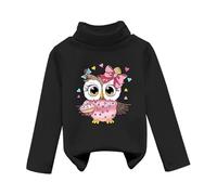 SRTUMEY Mode Enfants Toddler Girls Sweatshirts 2025 Liquidation Nouvelles Filles Hiver Hibou Impression Rembourré Épais De Velours Demi-Haut Col Haut Chemise Carnaval, BK1., 6-7 ans