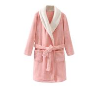 SRTUMEY Peignoir à capuche en coton éponge pour enfants de 3 à 9 ans, rose, 3-4 ans