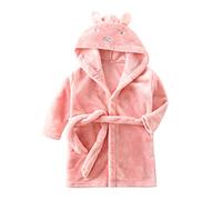 SRTUMEY Peignoir à capuche personnalisé en polaire pour enfants - Avec oreilles d'ours en peluche - Cadeau de Noël pour garçons et filles, rose, 3-4 ans