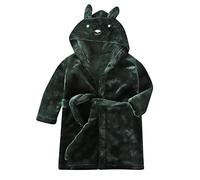 SRTUMEY Peignoir à capuche personnalisé en polaire pour enfants - Avec oreilles d'ours en peluche - Cadeau de Noël pour garçons et filles, Vert, 7-8 ans