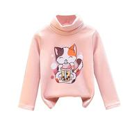 SRTUMEY Pull d'hiver rembourré en velours épais pour fille Motif chat et bas de Noël, PK3., 18-24 mois