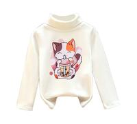SRTUMEY Pull d'hiver rembourré en velours épais pour fille Motif chat et bas de Noël, Wh3., 18-24 mois