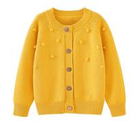 SRTUMEY Pull tricoté pour enfants - Cardigan pour l'automne et l'hiver - Couleur unie - Pour fête, anniversaire, école, bébé, jaune, 4-5 ans