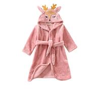 SRTUMEY Robe de chambre à capuche personnalisable en polaire douce avec visage de renard 3D - Cadeau de Noël, rose, 7-8 ans