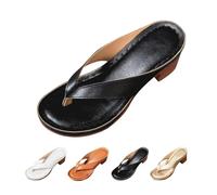 SRTUMEY Sandales à talon épais pour femme été - Chaussures décontractées à enfiler à bout ouvert - Tongs pour femme - Chaussures de marche pour femme, Noir , 37 EU