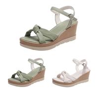 SRTUMEY - Sandales compensées à plateforme avec bride de cheville pour femme - Sandales d’été décontractées et habillées, Vert, 36.5 EU