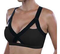 SRTUMEY Soutien-gorge de sport respirant pour femme, soutien-gorge de sport, soutien-gorge de yoga, grande taille, soutien-gorge d'entraînement sans fil, pour femme, Noir , 3XL