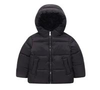 SRTUMEY Veste pour enfants de 2 à 12 ans pour filles - Doudoune rembourrée en coton - Veste d'hiver 2024 avec fermeture éclair - Veste courte rembourrée à capuche coupe-vent, Noir , 11-12 ans
