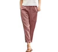 SRTUMEY Womens Summer Casual ComfyTrousers Cropped Straight Leg Crop Pants Ladies Casual Long Loose Pant Slacks Pants Women Women's Fashion Casual Trousers Comfy Pants