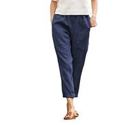 SRTUMEY Womens Summer Casual ComfyTrousers Cropped Straight Leg Crop Pants Ladies Casual Long Loose Pant Slacks Pants Women Women's Fashion Casual Trousers Comfy Pants
