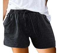 SRTUMEY Women's Summer Cotton Casual Shorts with Pocket Pants 2024 Hot Fashion Elastic High Waist Loose Sport Shorts for Womens