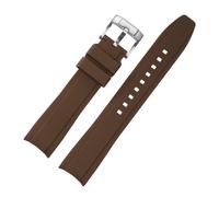 SRTYDCUR Bracelet compatible avec Omega X, compatible Swatch, compatible Seamaster 300, compatible Citizen, bracelet en caoutchouc et silicone à extrémité incurvée for homme femme(Brown,20mm)