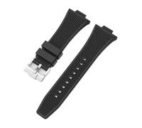 SRTYDCUR Bracelet convexe compatible avec les montres Tissot PRX Series T137.407/T137.410 Super Player 40 mm for homme, en caoutchouc et silicone(Black Silver buckle)