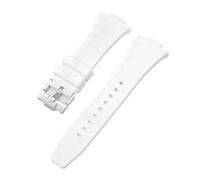 SRTYDCUR Bracelet convexe compatible avec les montres Tissot PRX Series T137.407/T137.410 Super Player 40 mm for homme, en caoutchouc et silicone(White Silver buckle)