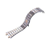 SRTYDCUR Bracelet de montre 21 mm 26 for hommes et femmes, entièrement en acier inoxydable, compatible avec les bracelets AP Royal Oak 15400 26331 15500, boucle déployante(Silver rosegold)