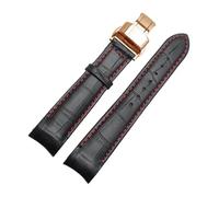 SRTYDCUR Bracelet de montre compatible avec Tissot Seiko, compatible avec Omega Breitling, fermoir papillon de remplacement, cuir de vachette marron noir(Black-red-Rose,23mm)