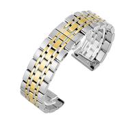 SRTYDCUR Bracelet de montre en acier inoxydable massif, extrémité plate/incurvée, accessoires(Silver-Gold,18mm)
