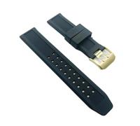 SRTYDCUR Bracelet de montre en caoutchouc silicone 23 mm compatible avec Luminox Black Sports Navy Seal, bracelet rechange gros 3050 3150 3080(Gold Buckle)