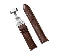 SRTYDCUR Bracelet de montre en cuir veau noir et marron, style décontracté, avec boucle papillon motif crocodile(Brown,19mm)