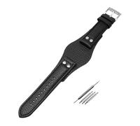 SRTYDCUR Bracelet de montre en cuir véritable 22 mm compatible avec les bracelets Fossil CH2592, CH2564, CH2565, CH2891, CH3051, for homme, avec plateau et rivets(Black-Silver Buckle)