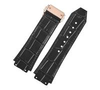 SRTYDCUR Bracelet de montre en cuir véritable compatible avec la série Big Bang, bracelet en cuir de vache for homme, avec outils et accessoires, 26 x 19 mm(Black-rose gold)