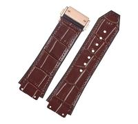 SRTYDCUR Bracelet de montre en cuir véritable compatible avec la série Big Bang, bracelet en cuir de vache for homme, avec outils et accessoires, 26 x 19 mm(Brown-rose gold)