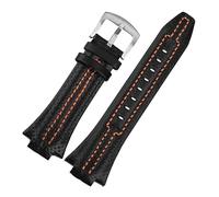 SRTYDCUR Bracelet de montre en cuir véritable compatible avec les bracelets Seiko Sportura SNL029P2 SNL021P1 SNA595P2 SNL017P1 27 x 15 mm(Black-silver)