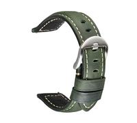 SRTYDCUR Bracelet de montre en cuir véritable for homme, 20/22/24/26 mm, boucle acier inoxydable, style rétro, Crazy Horse, accessoire rechange(Army green silver,22mm)