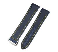 SRTYDCUR Bracelet de montre en nylon et caoutchouc composite 19 mm, 20, 21, 22, compatible avec Omega, Seamaster, Rolex, Submarine, Hydroconquest, deux tons(Blue yellow,21MM_SILVER BUCKLE)