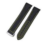 SRTYDCUR Bracelet de montre en nylon et caoutchouc composite 19 mm, 20, 21, 22, compatible avec Omega, Seamaster, Rolex, Submarine, Hydroconquest, deux tons(Black yellow,21MM_GOLDEN BUCKLE)