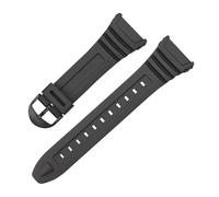 SRTYDCUR Bracelet de montre en silicone compatible avec Casio W-96H, bracelet de rechange étanche en caoutchouc PU de 18 mm for hommes et femmes(Black Buckle)