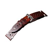 SRTYDCUR Bracelet de montre fait main 20 mm 22, marron ancien, noir, souple, for homme, vintage, en cuir vache, huilé et ciré, compatible avec Casio Omega(Red brown,22mm)