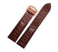SRTYDCUR Bracelet de Montre Noir Marron Bleu Compatible avec Les Bracelets en Crocodile Cartier en Cuir véritable Solo Key London Calibo for Homme 20 22 23 24 25(Brown-Rose Gold,24mm)