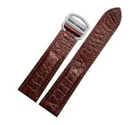 SRTYDCUR Bracelet de Montre Noir Marron Bleu Compatible avec Les Bracelets en Crocodile Cartier en Cuir véritable Solo Key London Calibo for Homme 20 22 23 24 25(Brown-Steel Buckle,25mm)