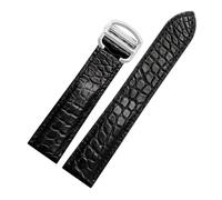 SRTYDCUR Bracelet de Montre Noir Marron Bleu Compatible avec Les Bracelets en Crocodile Cartier en Cuir véritable Solo Key London Calibo for Homme 20 22 23 24 25(Black-Steel Buckle,20mm)