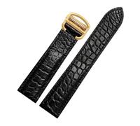 SRTYDCUR Bracelet de Montre Noir Marron Bleu Compatible avec Les Bracelets en Crocodile Cartier en Cuir véritable Solo Key London Calibo for Homme 20 22 23 24 25(Black-Gold Buckle,20mm)