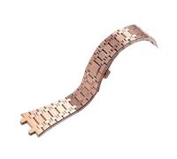 SRTYDCUR Bracelet de montre noir, or et argent, 21 mm, 26 mm, for homme et femme, entièrement en acier inoxydable, compatible avec les bracelets AP Royal Oak à boucle déployante(Rose gold)