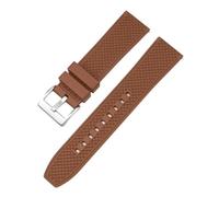 SRTYDCUR Bracelet de montre plongée en caoutchouc fluoré qualité supérieure, 20 mm/22 mm, FKM, à dégagement rapide, compatible avec Omega, MoonSwatch, Seamaster 300(Brown silver clasp,20mm)