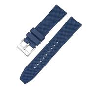 SRTYDCUR Bracelet de montre plongée en caoutchouc fluoré qualité supérieure, 20 mm/22 mm, FKM, à dégagement rapide, compatible avec Omega, MoonSwatch, Seamaster 300(Blue silver clasp,20mm)