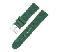 SRTYDCUR Bracelet de montre plongée en caoutchouc fluoré qualité supérieure, 20 mm/22 mm, FKM, à dégagement rapide, compatible avec Omega, MoonSwatch, Seamaster 300(Green silver clasp,20mm)