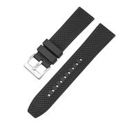 SRTYDCUR Bracelet de montre plongée en caoutchouc fluoré qualité supérieure, 20 mm/22 mm, FKM, à dégagement rapide, compatible avec Omega, MoonSwatch, Seamaster 300(Black silver clasp,22mm)