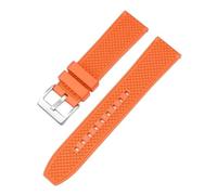 SRTYDCUR Bracelet de montre plongée en caoutchouc fluoré qualité supérieure, 20 mm/22 mm, FKM, à dégagement rapide, compatible avec Omega, MoonSwatch, Seamaster 300(Orange silver clasp,22mm)