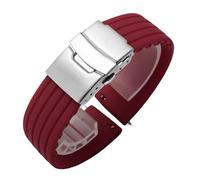 SRTYDCUR Bracelet de montre sport en silicone souple, étanche, en caoutchouc, à dégagement rapide, compatible avec les bracelets à boucle déployante Seiko for hommes(Dark Red,24mm)