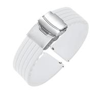 SRTYDCUR Bracelet de montre sport en silicone souple, étanche, en caoutchouc, à dégagement rapide, compatible avec les bracelets à boucle déployante Seiko for hommes(White,18mm)