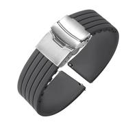 SRTYDCUR Bracelet de montre sport en silicone souple, étanche, en caoutchouc, à dégagement rapide, compatible avec les bracelets à boucle déployante Seiko for hommes(Grey,20mm)
