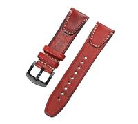 SRTYDCUR Bracelet de montre vintage en cuir de vache 18 mm, 20 mm, 22 mm, universel, de remplacement, avec boucle en acier inoxydable, accessoires for montres(Red Black,20mm)